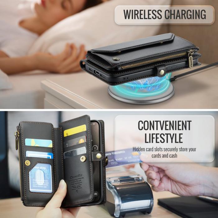 Caseme - CASEME C36 Läderfodral till iPhone 15 Pro - Svart