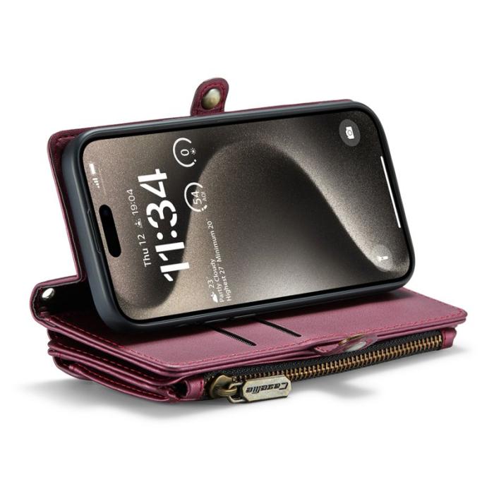 Caseme - CASEME C36 Läderfodral till iPhone 15 Pro - Vinröd