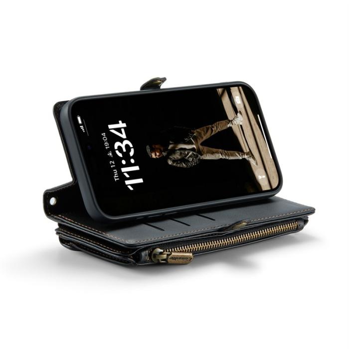 Caseme - CASEME C36 Läderfodral till iPhone 16 med kortfack - Svart