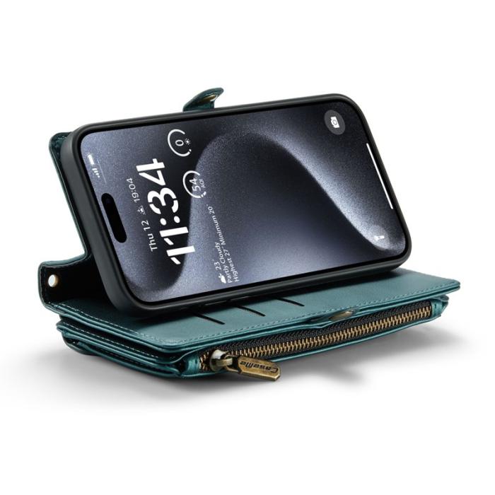 Caseme - CASEME C36 Läderfodral till iPhone 16 Pro med kortfack - Grön
