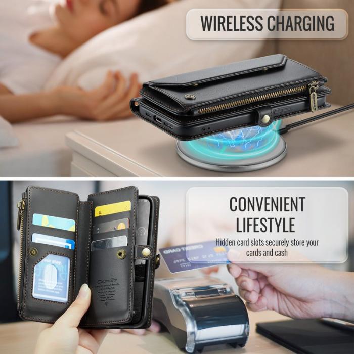 Caseme - CASEME C36 Läderfodral till iPhone 16e med kortfack - Svart