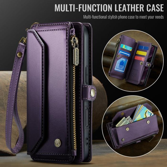 Caseme - CASEME C36 Läderfodral till iPhone 17 med dragkedja Lila