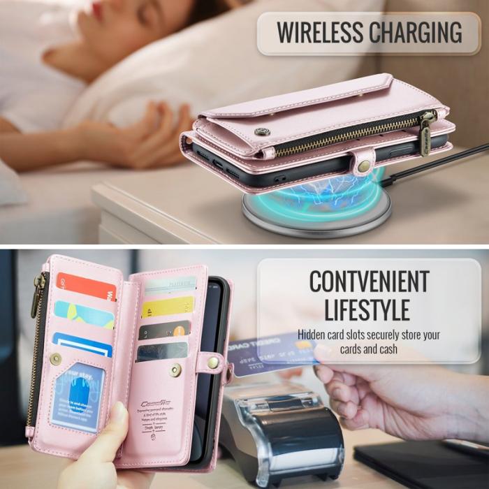 Caseme - CASEME C36 Läderfodral till iPhone XR med kortfack - Rosa