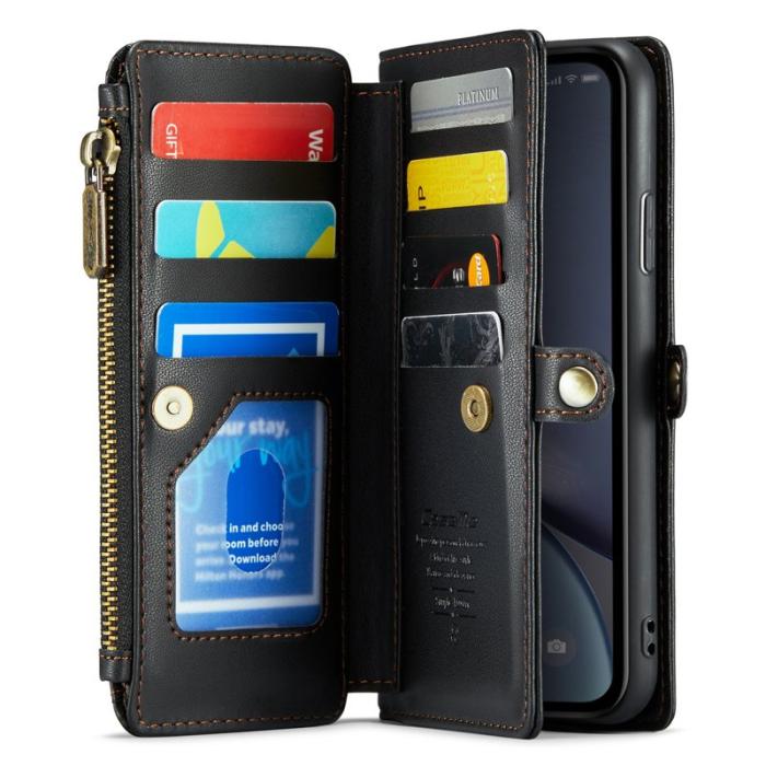 Caseme - CASEME C36 Läderfodral till iPhone XR med kortfack - Svart