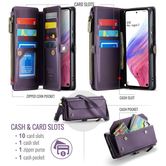Caseme - CASEME C36 Läderfodral till Samsung Galaxy A53 5G - Lila