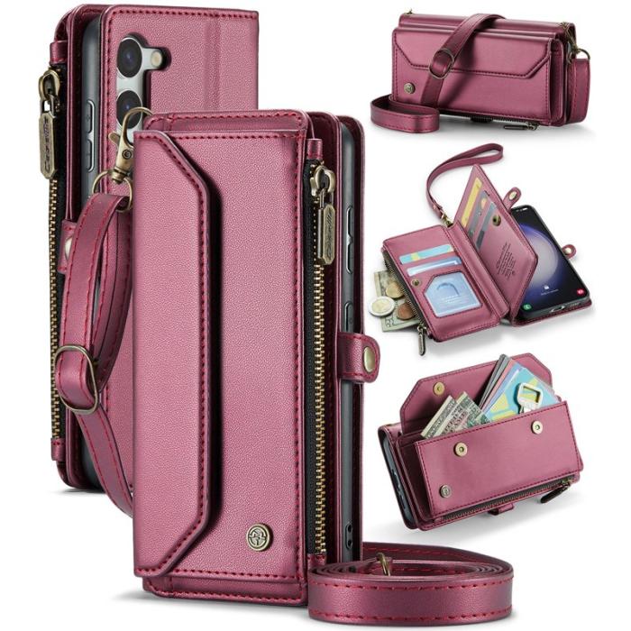 Caseme - CASEME C36 Läderfodral till Samsung Galaxy S23 - Vinröd