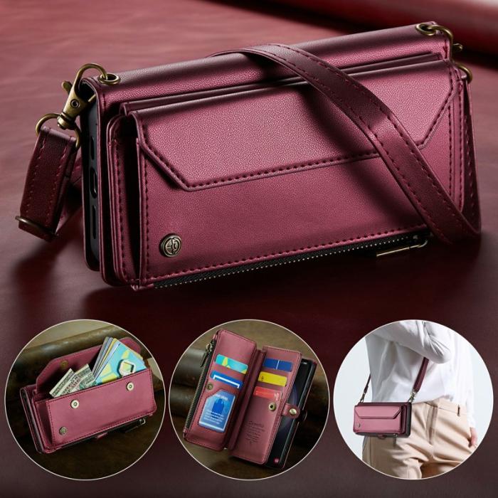 Caseme - CASEME C36 Läderfodral till Samsung Galaxy S23 - Vinröd