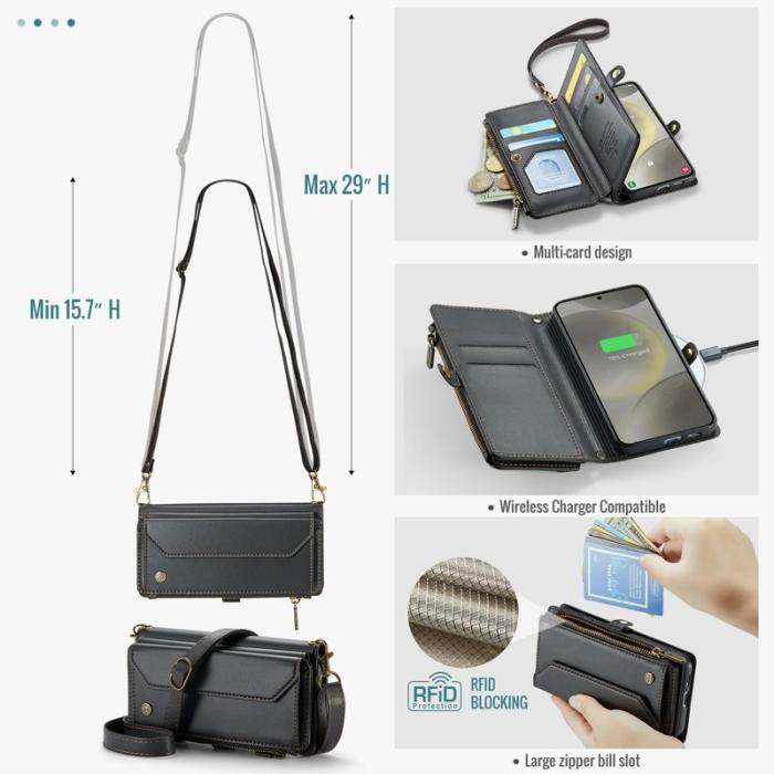 Caseme - CASEME C36 Läderfodral till Samsung Galaxy S24+ - Svart