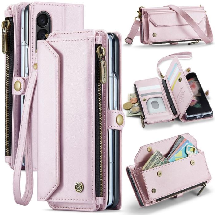 Caseme - CASEME C36 Läderfodral till Samsung Galaxy Z Fold3 5G - Rosa
