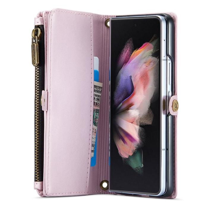 Caseme - CASEME C36 Läderfodral till Samsung Galaxy Z Fold3 5G - Rosa