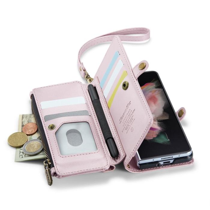 Caseme - CASEME C36 Läderfodral till Samsung Galaxy Z Fold3 5G - Rosa