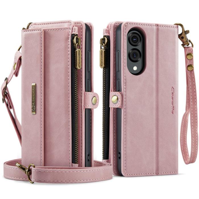 Caseme - CASEME Konstläder Plånboksfodral till Samsung Galaxy S25 Edge - Rosa
