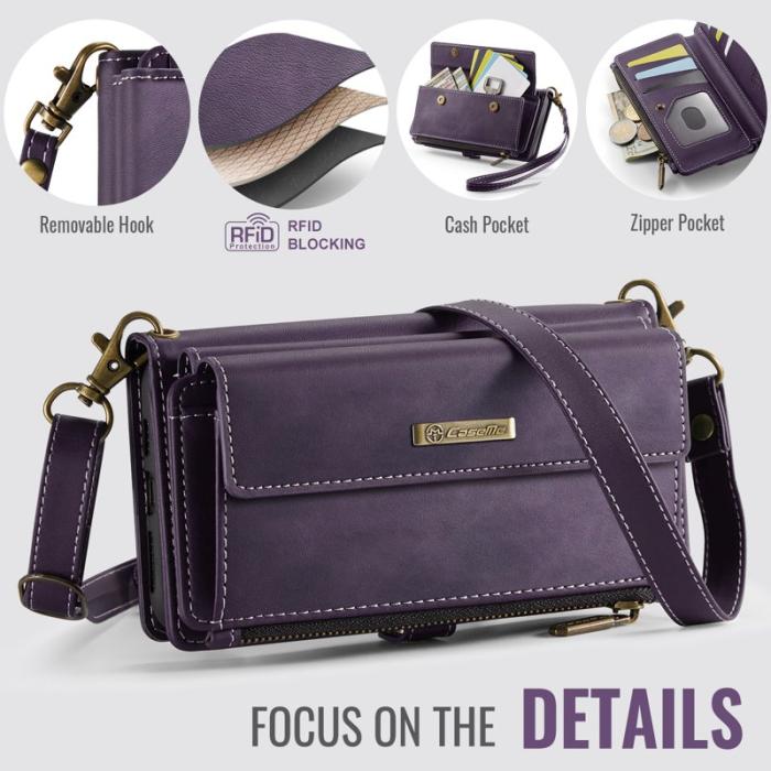 Caseme - CASEME C39 iPhone 11 Pro Max Skal Läder Fodral med Rem - Lila