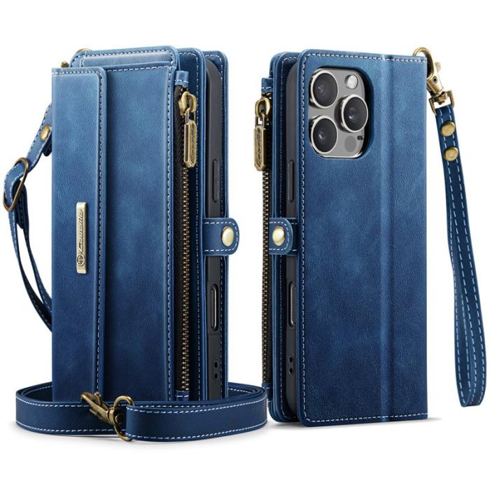 Caseme - CASEME C39 iPhone 14 Pro Max Skal RFID Blocker Läder Blå