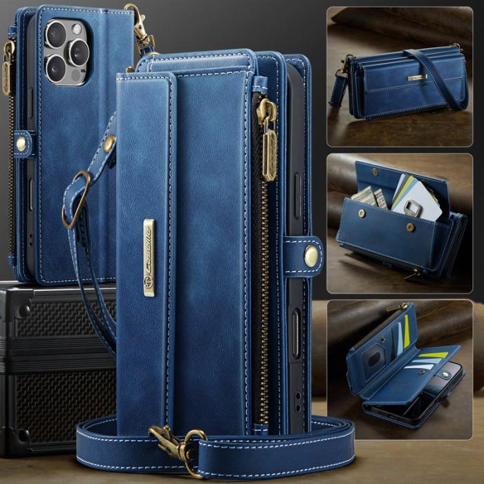 Caseme - CASEME C39 iPhone 14 Pro Max Skal RFID Blocker Läder Blå