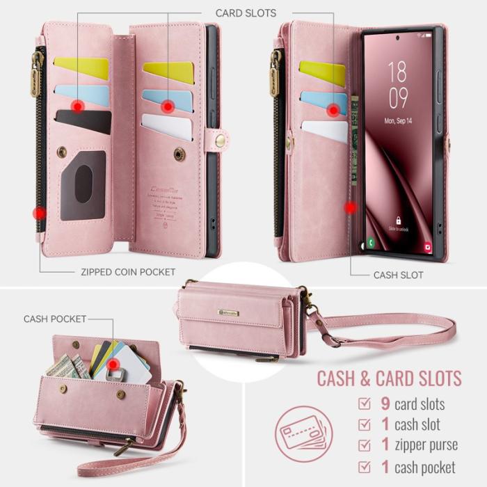 Caseme - CASEME C39 Samsung Galaxy S24 Ultra Skal RFID Blockering Rosa
