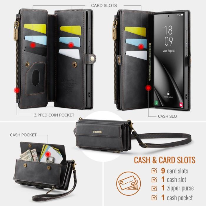 Caseme - CASEME C39 Samsung Galaxy S24 Ultra Skal RFID Blockering Svart