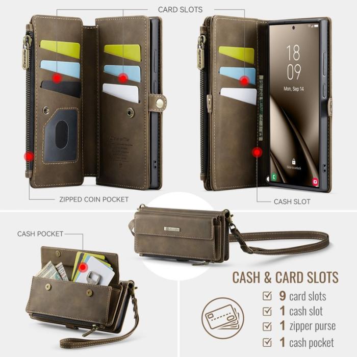 Caseme - CASEME C39 Samsung Galaxy S24 Ultra Skal RFID Brown