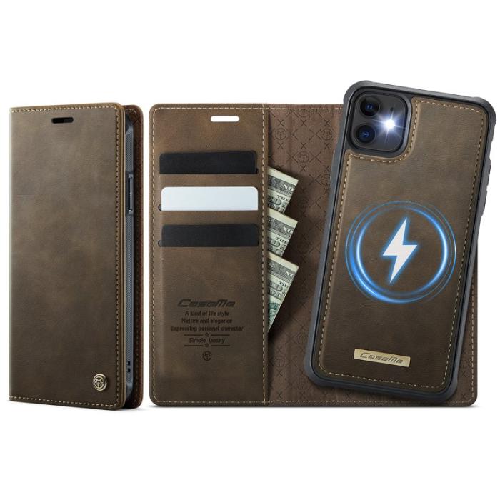 Caseme - CASEME C49 iPhone 11 Skal MagSafe RFID Blocker Läder Kaffe