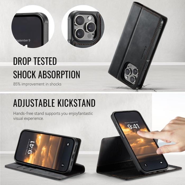 Caseme - CASEME C49 iPhone 14 Pro Max Skal MagSafe RFID Läder Svart