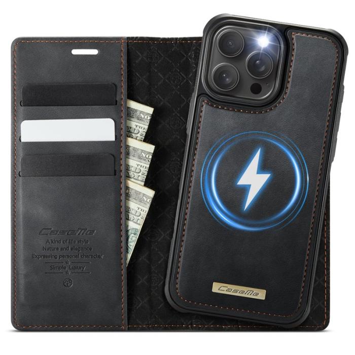 Caseme - CASEME C49 iPhone 15 Pro Skal MagSafe RFID Blocker Läder Svart