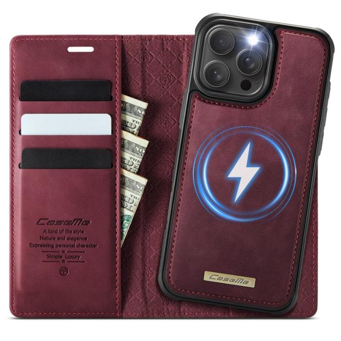 Caseme - CASEME C49 iPhone 15 Pro Skal MagSafe RFID Blocker Röd