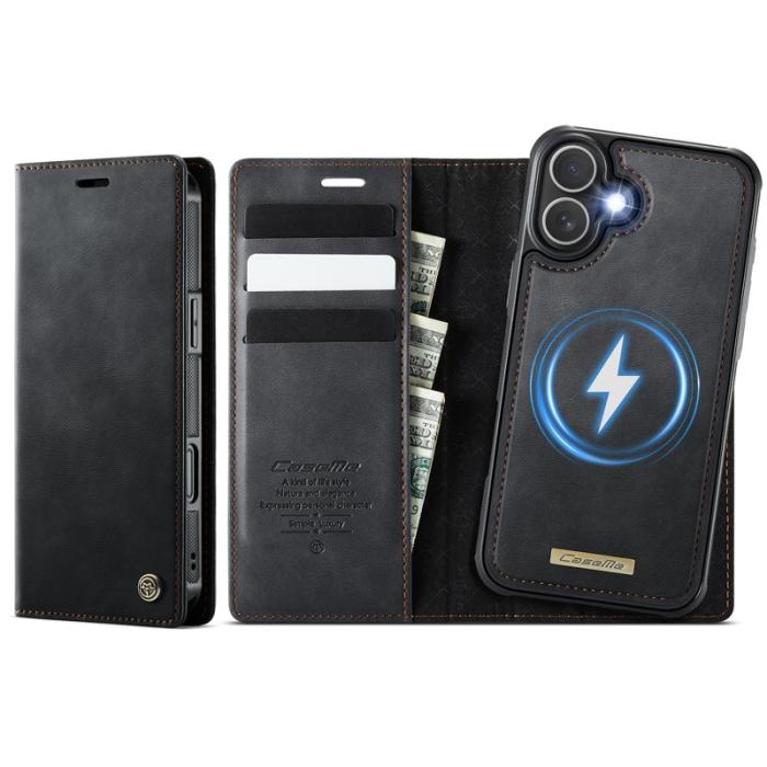 Caseme - CASEME C49 iPhone 16 Plus Skal MagSafe RFID Läder Svart