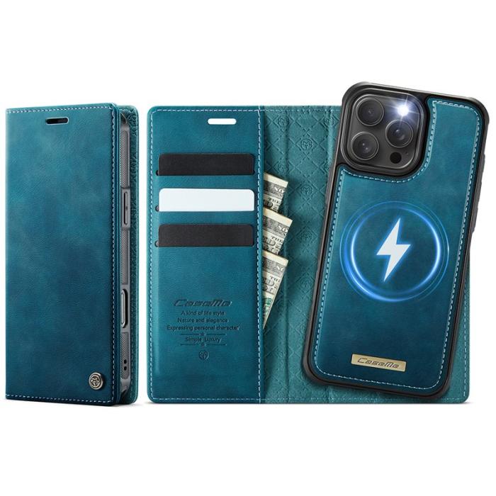 Caseme - CASEME C49 iPhone 16 Pro Max Skal MagSafe RFID Läder Blå