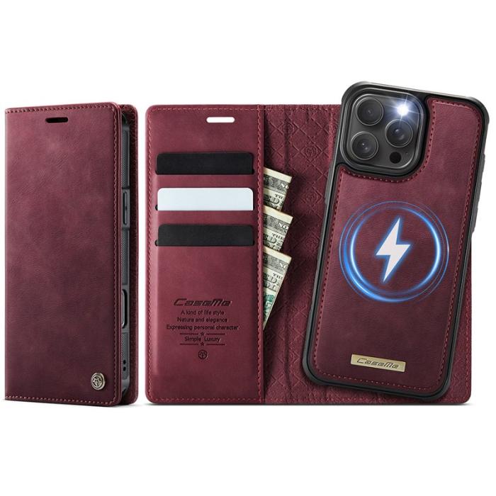 Caseme - CASEME C49 iPhone 16 Pro Max Skal MagSafe RFID Läder Röd