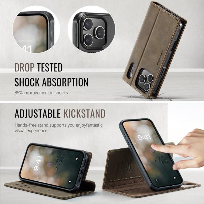 Caseme - CASEME C49 iPhone 17 Pro Max Skal MagSafe RFID Läder Kaffe