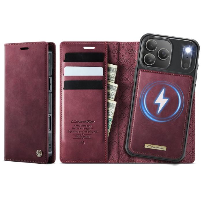 Caseme - CASEME C49 iPhone 17 Pro Max Skal MagSafe RFID Läder Röd