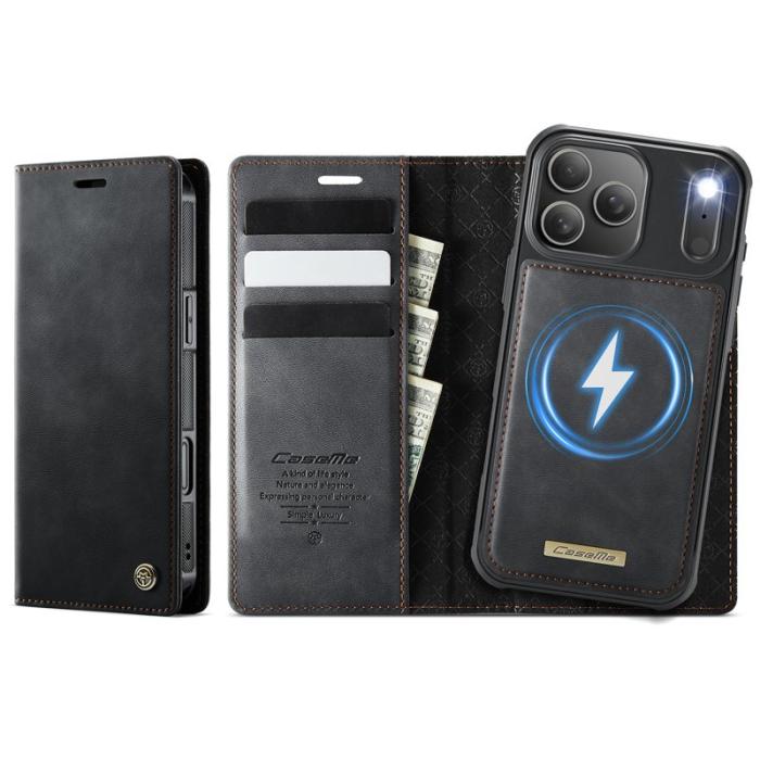 Caseme - CASEME C49 iPhone 17 Pro Skal MagSafe RFID Blocker Läder Svart