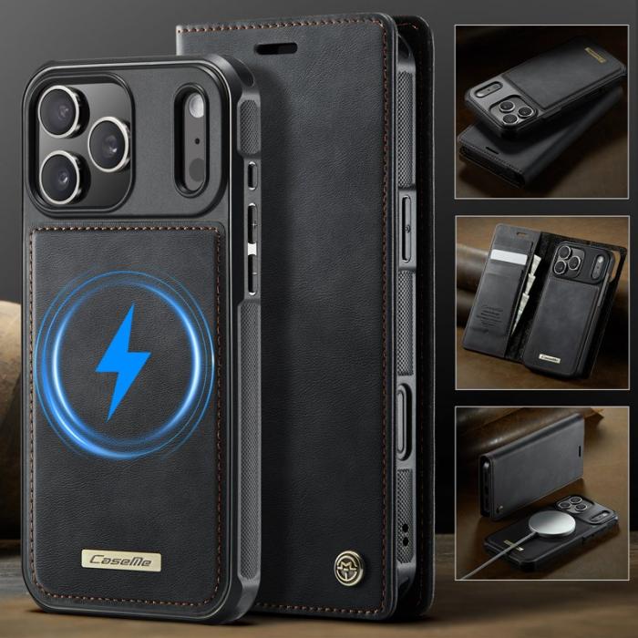 Caseme - CASEME C49 iPhone 17 Pro Skal MagSafe RFID Blocker Läder Svart