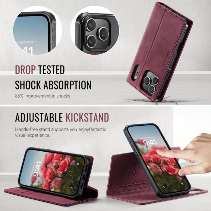 Caseme - CASEME C49 iPhone 17 Pro Skal MagSafe RFID Blocker Röd