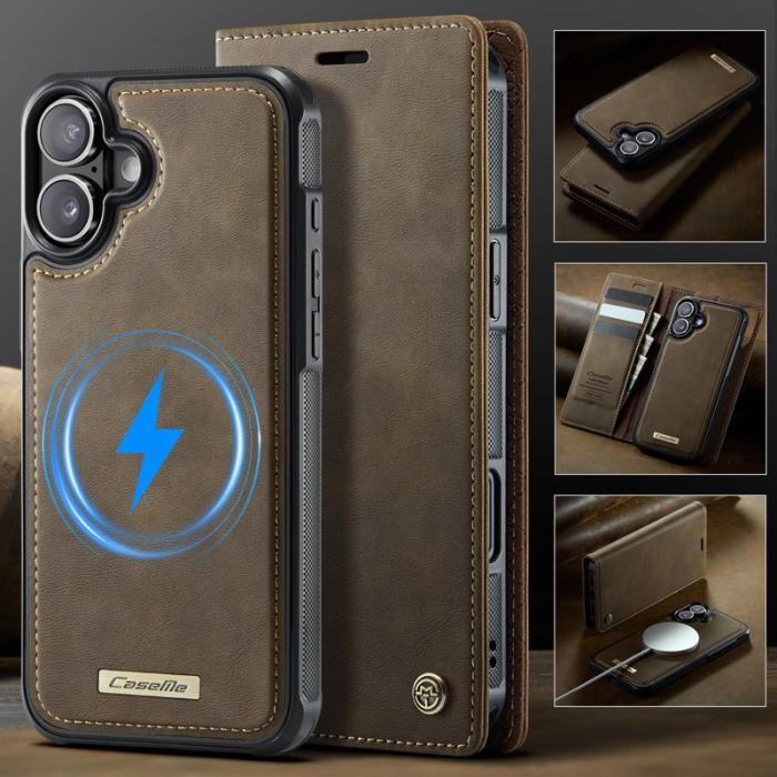 Caseme - CASEME C49 iPhone 17 Skal MagSafe RFID Blocker Läder Kaffe