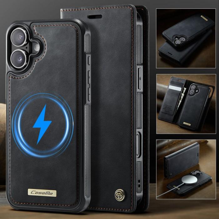 Caseme - CASEME C49 iPhone 17 Skal MagSafe RFID Blocker Läder Svart