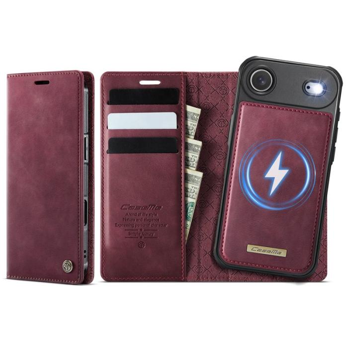 Caseme - CASEME C49 iPhone Air Skal MagSafe RFID Blocker Läder Röd