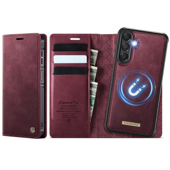 Caseme - CASEME C49 Magnetisk Plånboksfodral för Samsung Galaxy A16 5G - Röd