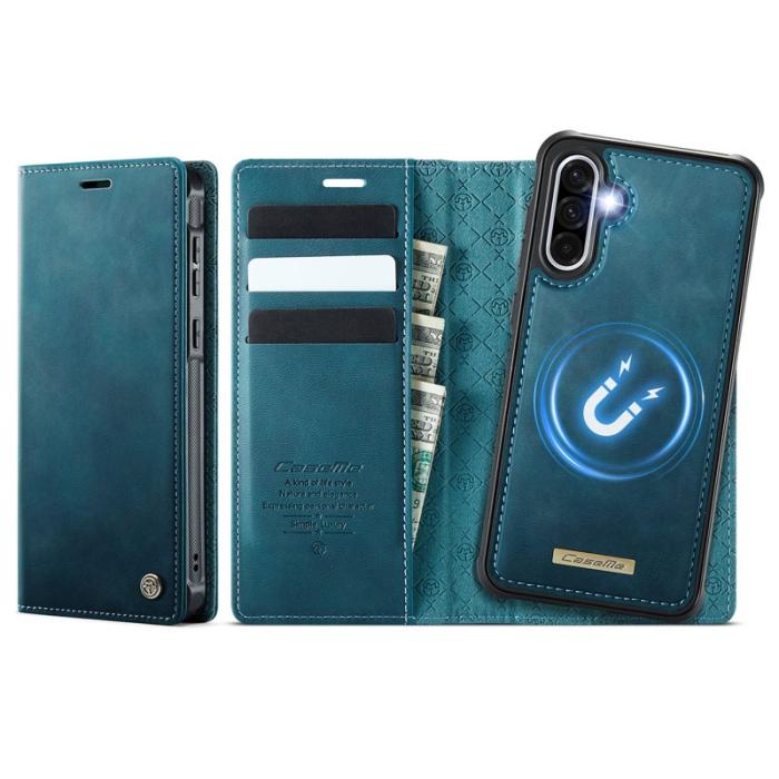 Caseme - CASEME C49 Samsung Galaxy A56 5G Skal RFID Blocker Läder Blå