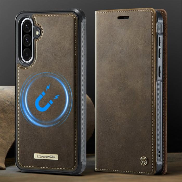Caseme - CASEME C49 Samsung Galaxy A56 5G Skal RFID Blocker Läder Kaffe