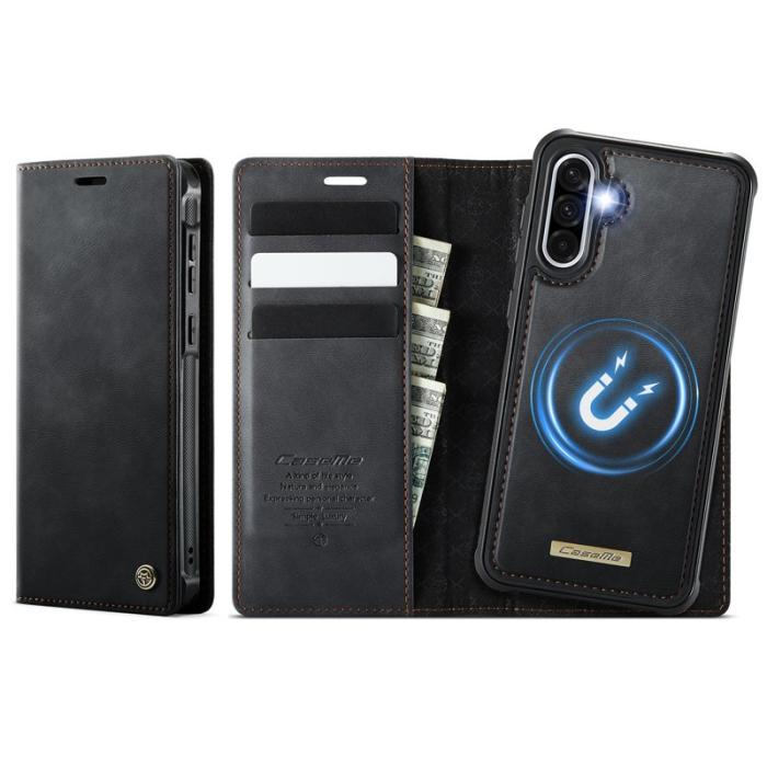 Caseme - CASEME C49 Samsung Galaxy A56 5G Skal RFID Blocker Läder Svart