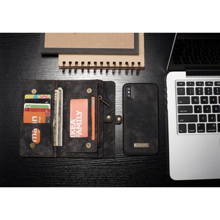 Caseme - CASEME Detachable 2-in-1 Plånboksfodral i PU-läder för iPhone X - Svart