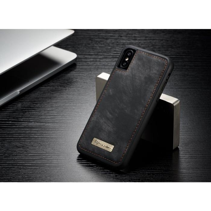 Caseme - CASEME Detachable 2-in-1 Plånboksfodral i PU-läder för iPhone X - Svart