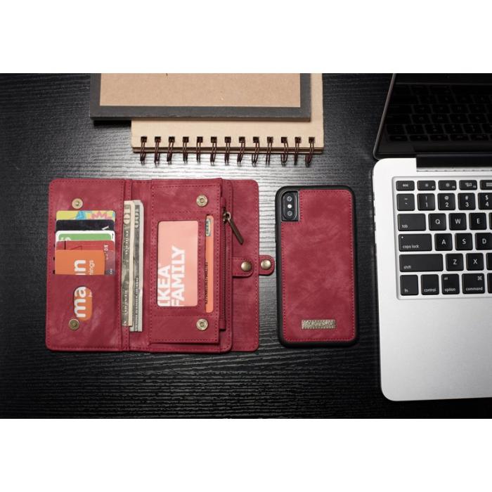 Caseme - CASEME Detachable 2-in-1 PU Läderfodral iPhone X - Röd