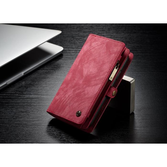 Caseme - CASEME Detachable 2-in-1 PU Läderfodral iPhone X - Röd