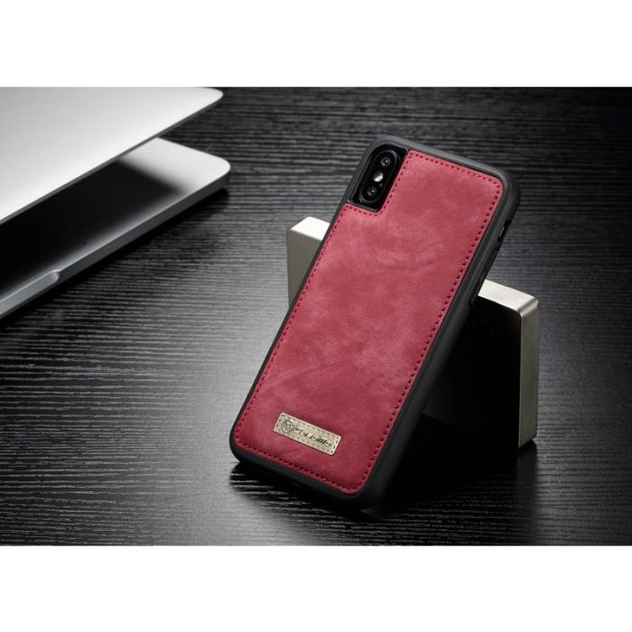 Caseme - CASEME Detachable 2-in-1 PU Läderfodral iPhone X - Röd