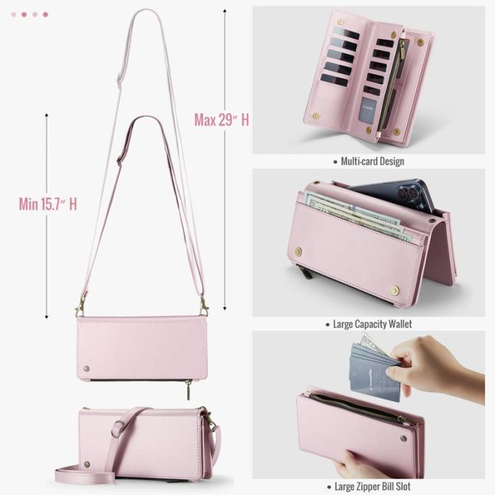 Caseme - CASEME Me10 Crossbody Bag för 4.0-6.7'' Telefon - Rosa