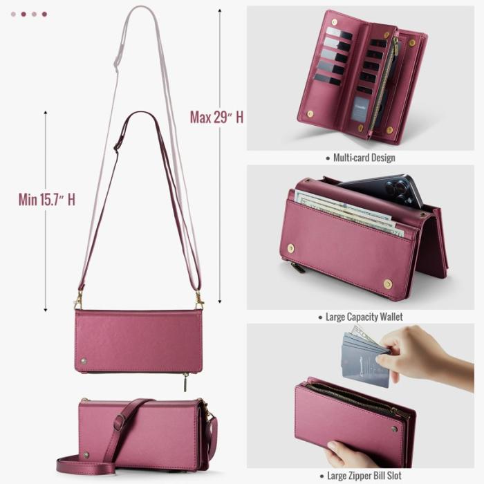 Caseme - CASEME Me10 Crossbody Bag för 4.0-6.7'' Telefon Vinröd