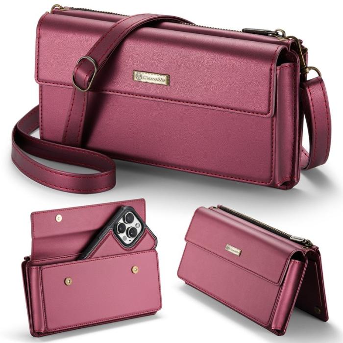 Caseme - CASEME Me20 Crossbody Phone Bag PU Läder Röd för 4-7.6 tum