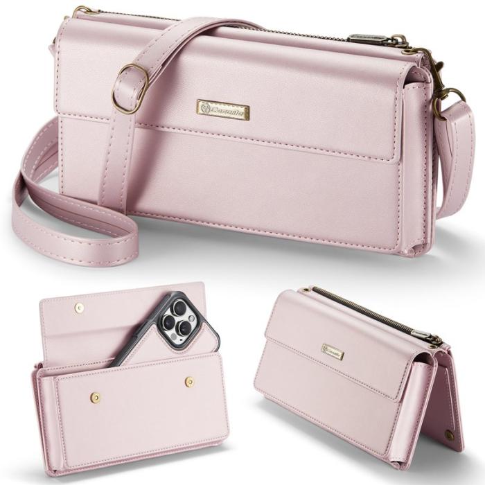 Caseme - CASEME Me20 Crossbody Phone Bag PU Läder Rosa för 4-7.6
